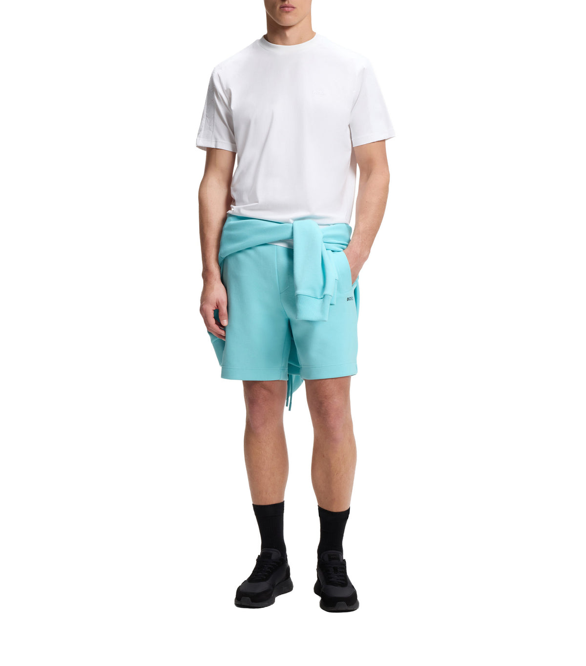 BOSS Stretch-Cotton T-Shirt with Jacquard Tape White