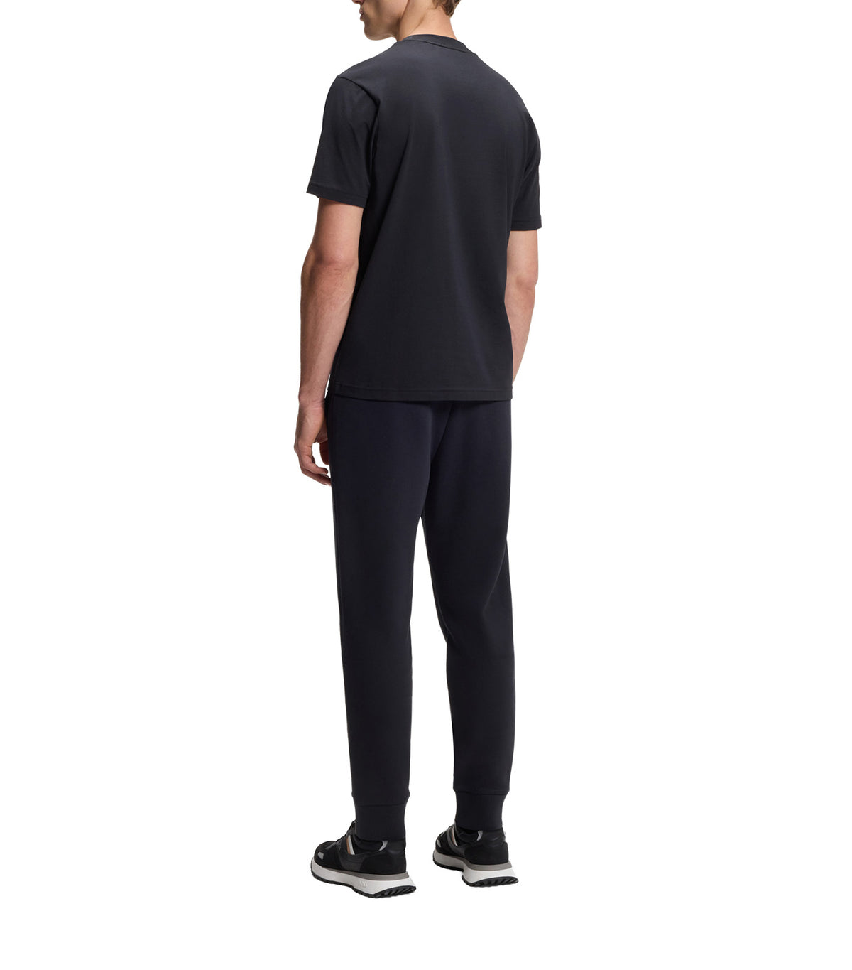 Stretch-Cotton T-Shirt with Jacquard Tape Dark Blue
