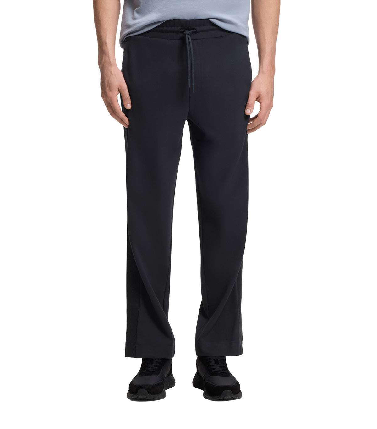 Regular-Fit Jersey Trousers with Jacquard Tape Dark Blue