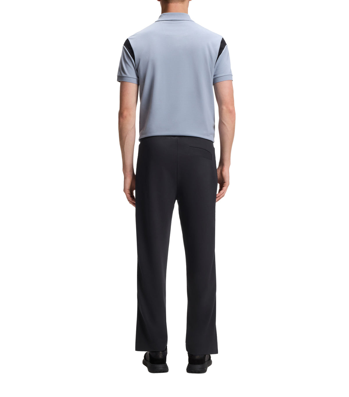 Regular-Fit Jersey Trousers with Jacquard Tape Dark Blue
