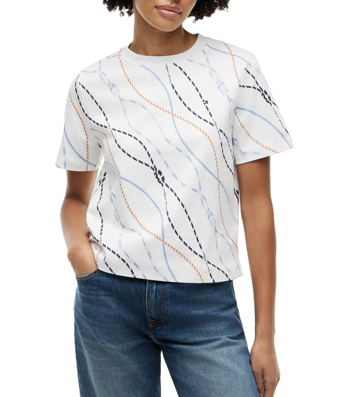 Women's Interlock Boxy Crew SS Neck Tee Multi Color Rope
