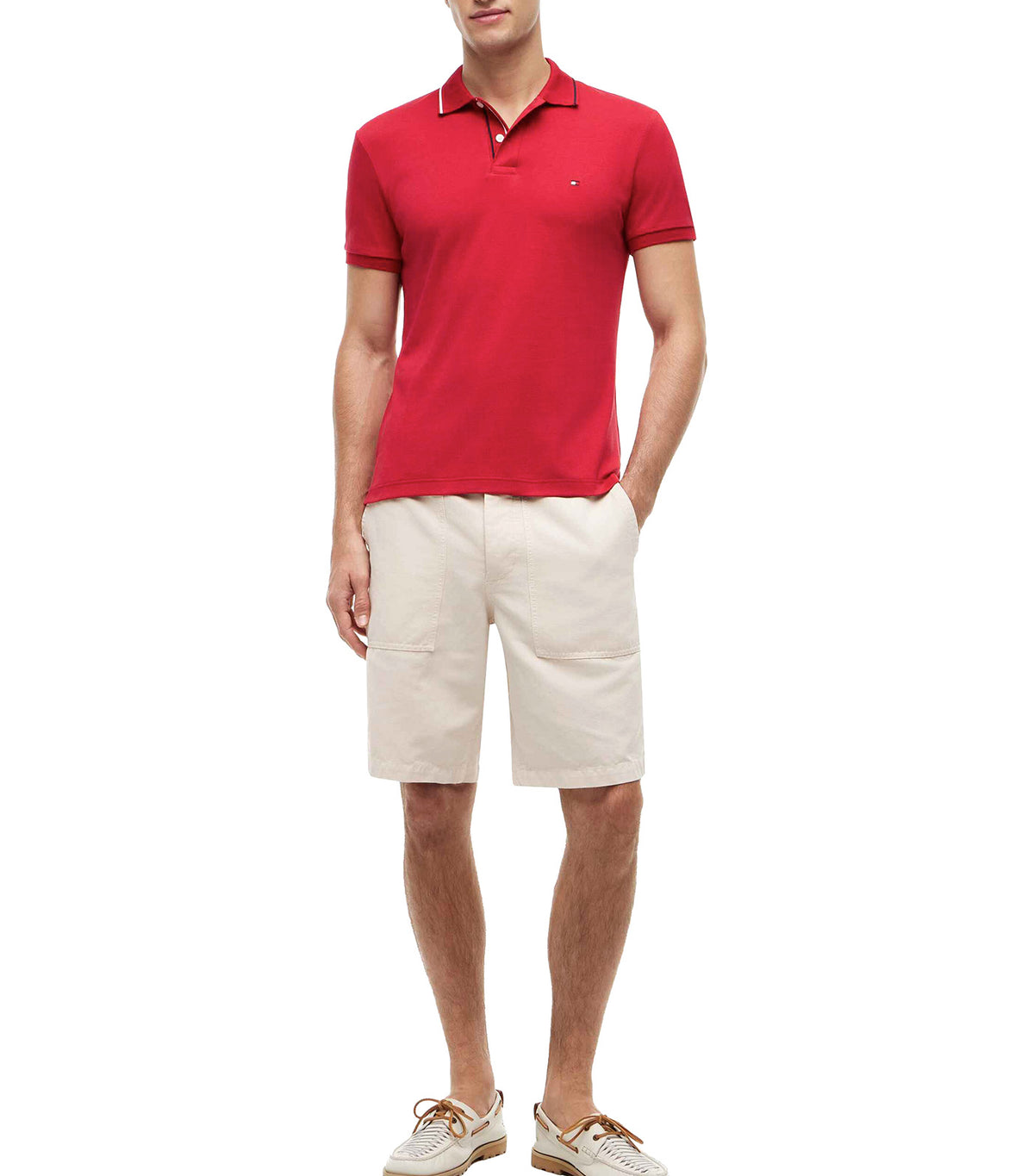 Men's Liquid Cotton Tipped Slim Polo Medium Red