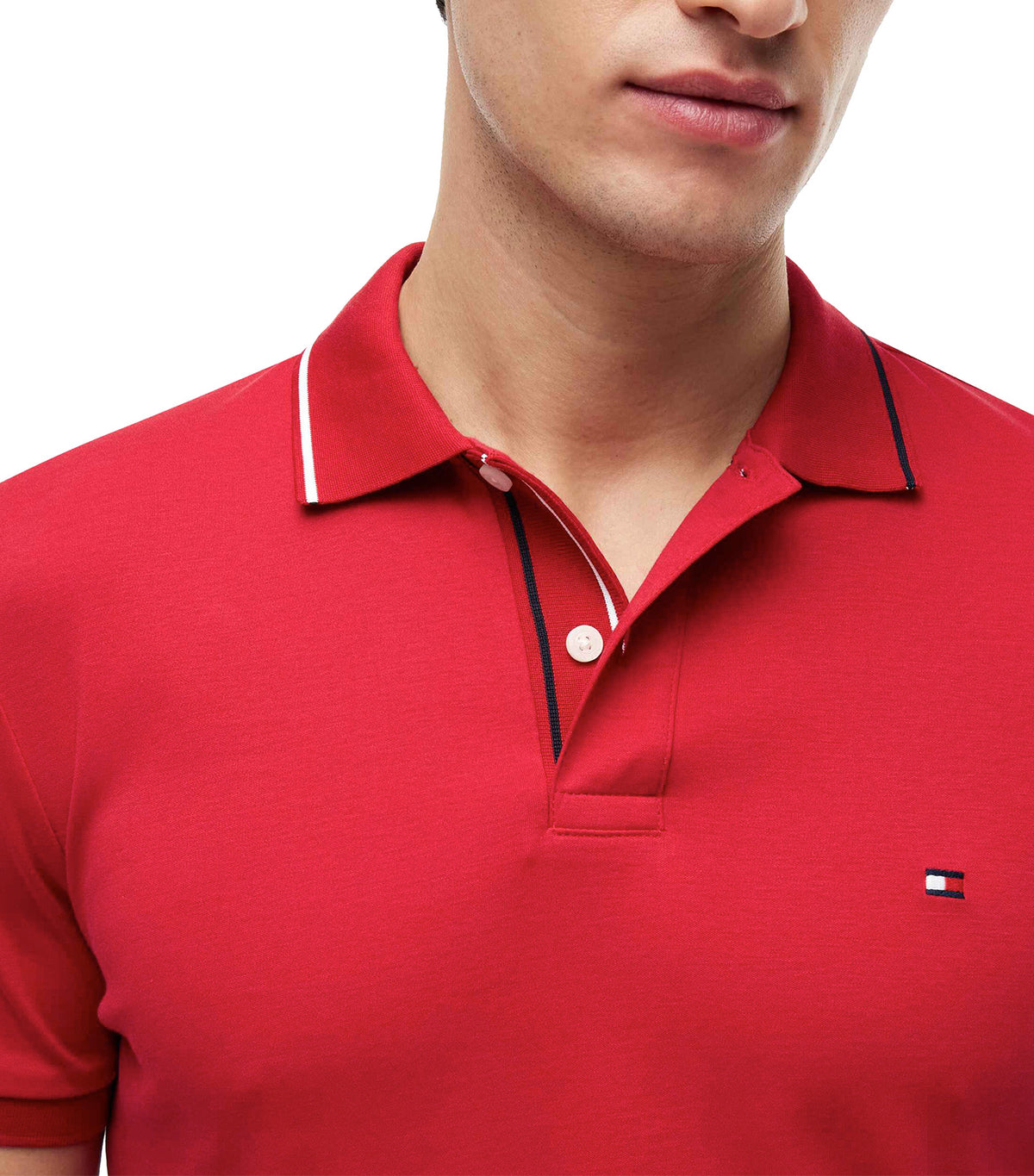 Men's Liquid Cotton Tipped Slim Polo Medium Red
