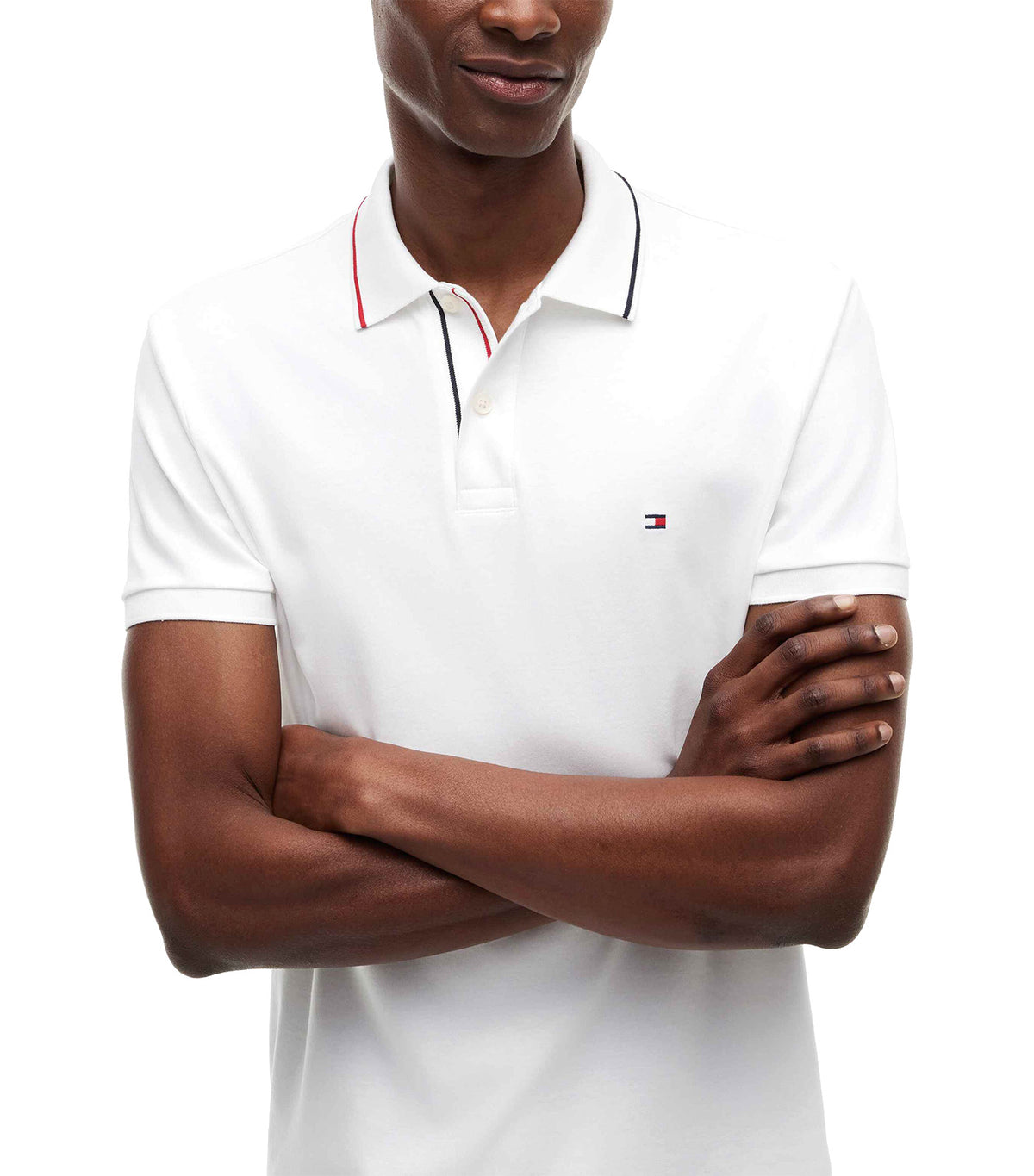 Men's Liquid Cotton Tipped Slim Polo White