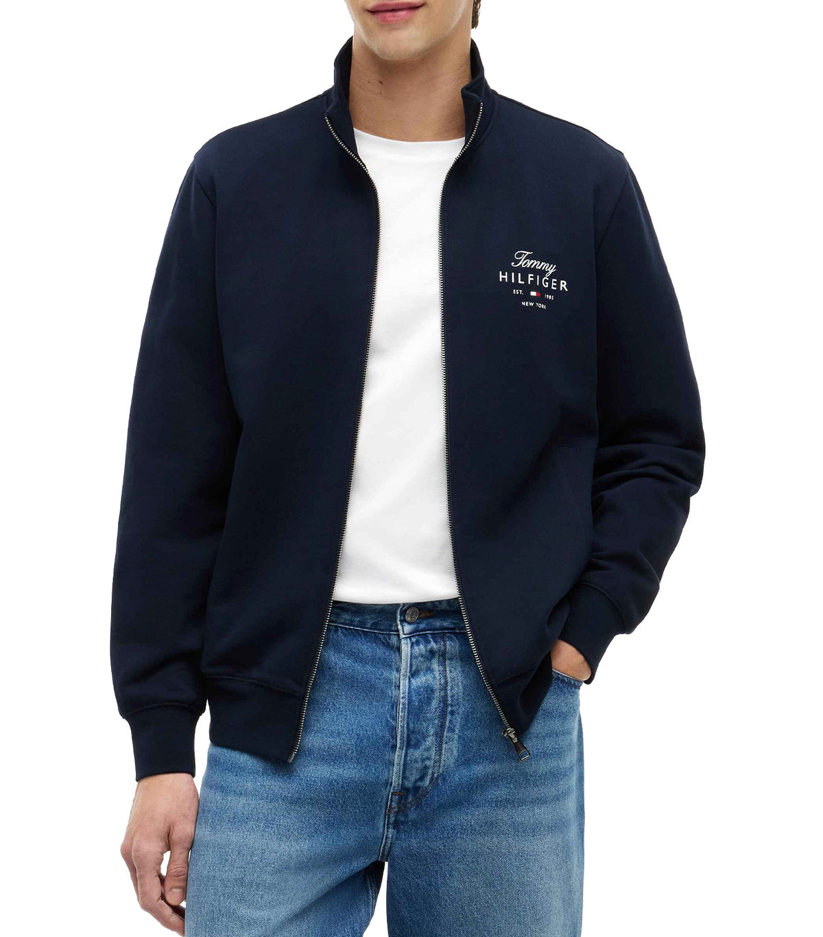 Men's Script Stack FZ Stand Collar Sweatshirt Desert Sky