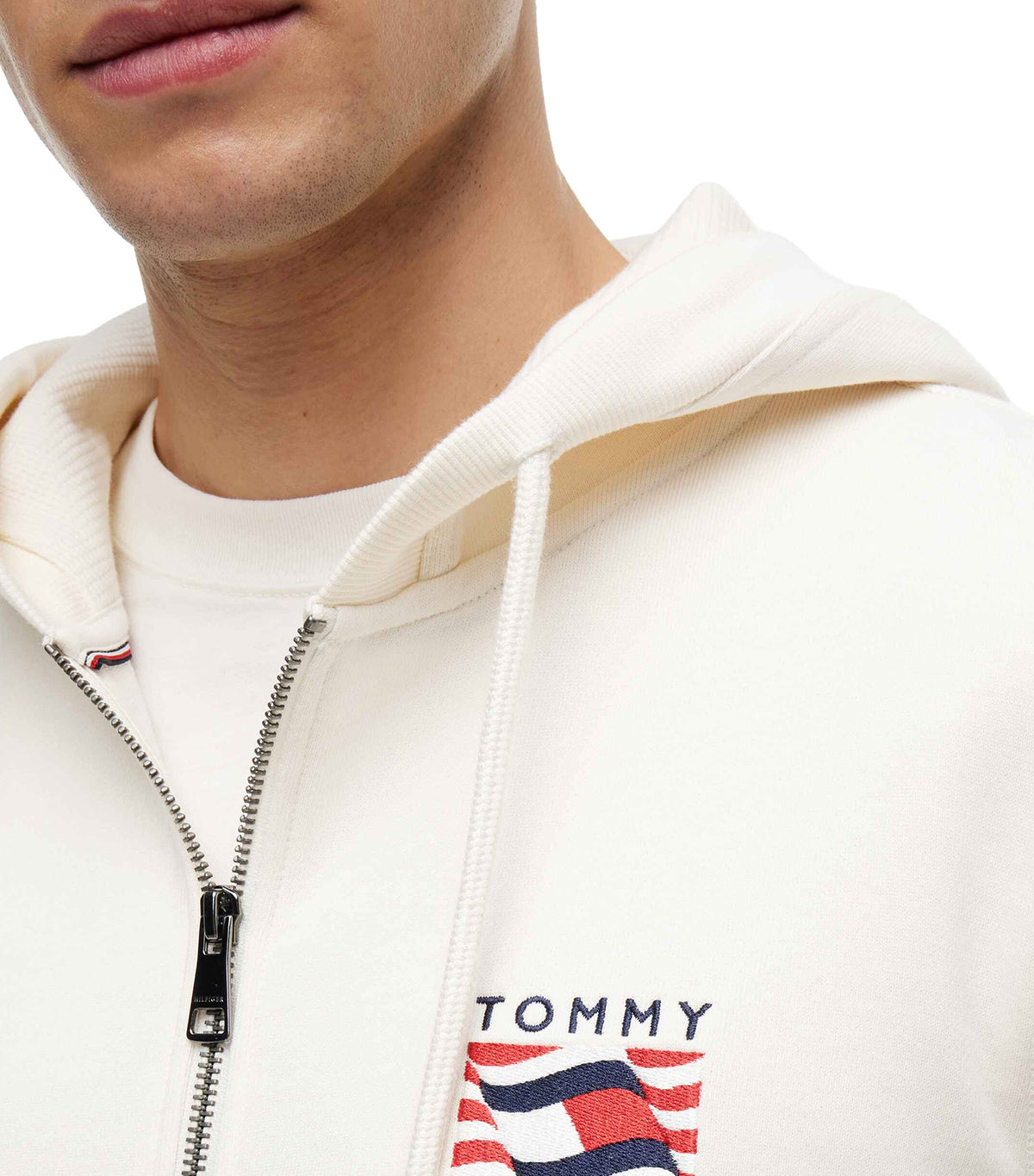 Men's RWB Box Flag Terry Zip-Thru Hoody Ivory Petal