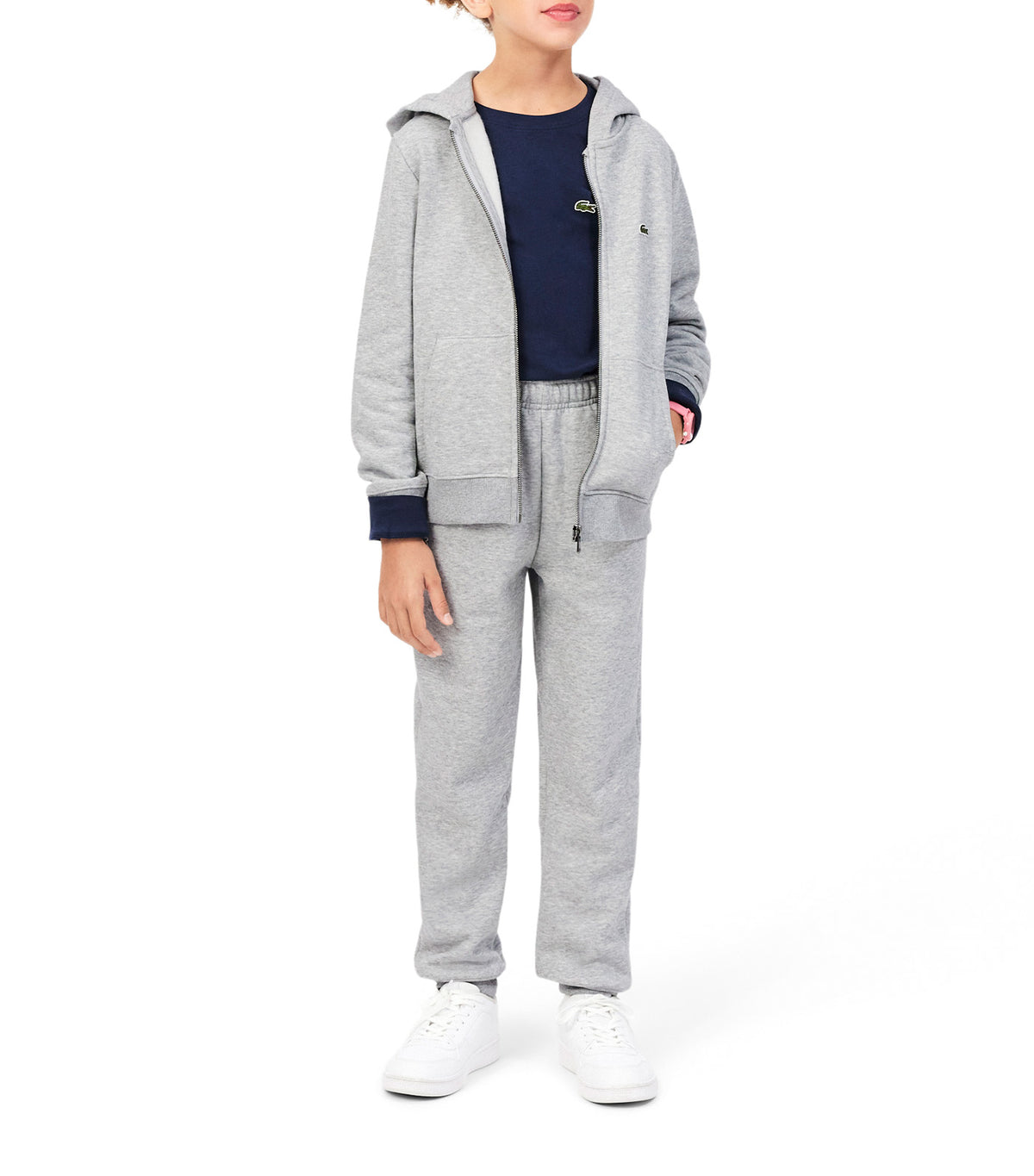 Unisex Brushed Fleece Zipped Sweatshirt Silver Chine