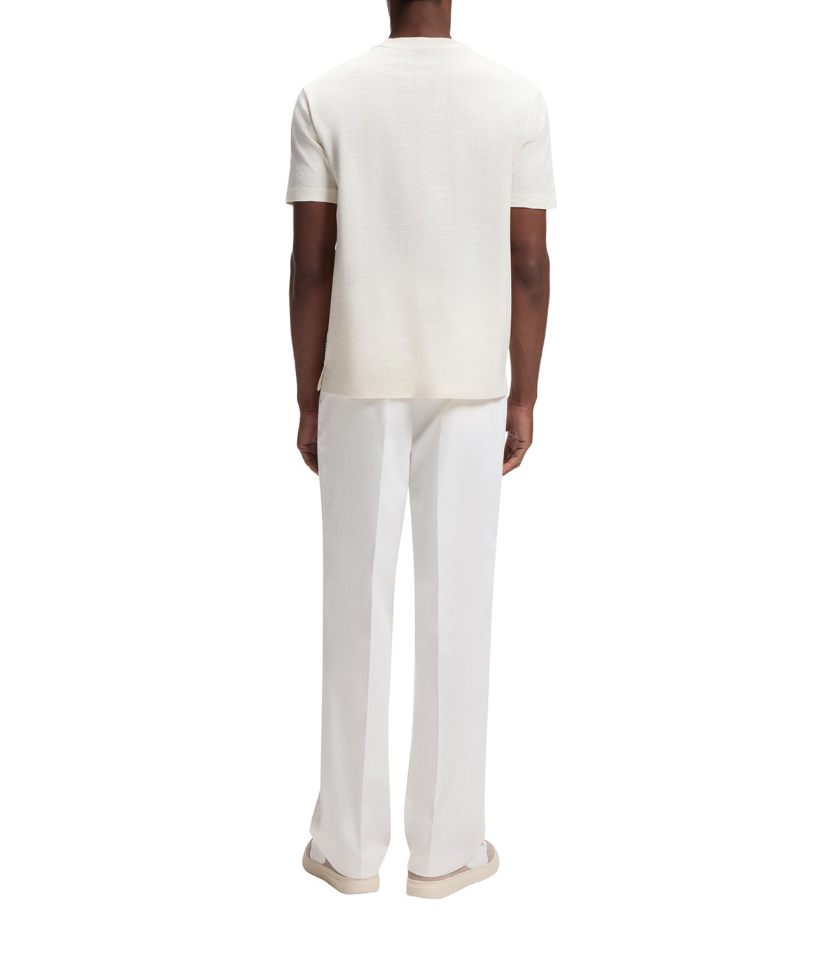Regular-Fit T-Shirt in Cotton with Raised Jacquard Structure Off White