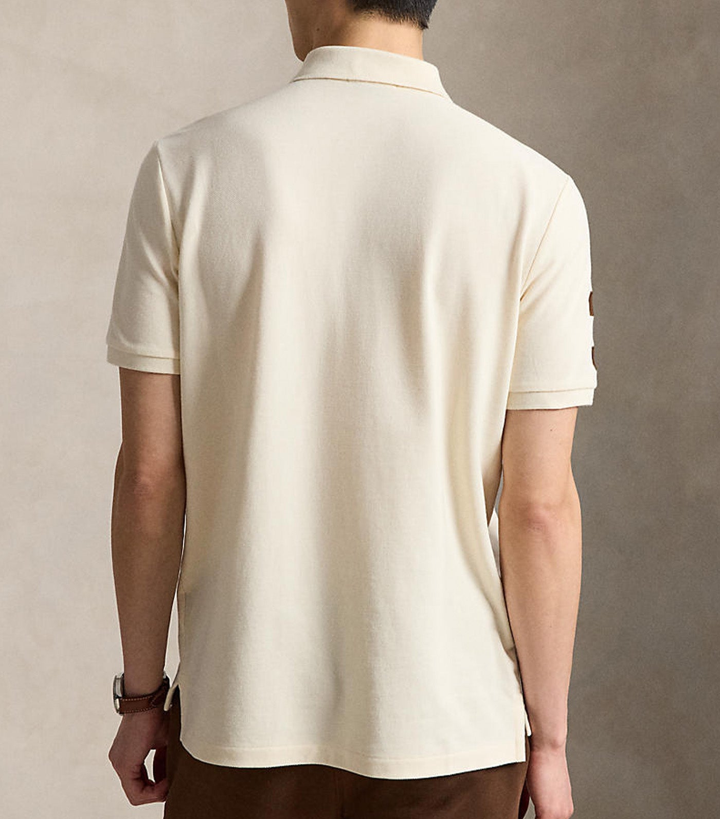 Men's Classic Fit Big Pony Mesh Polo Shirt Beige/Khaki