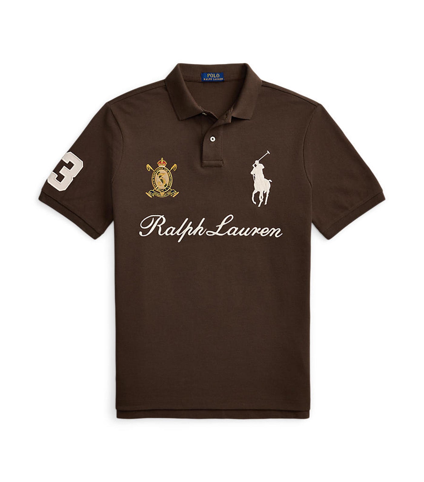 Men's Classic Fit Big Pony Mesh Polo Shirt Dark Brown