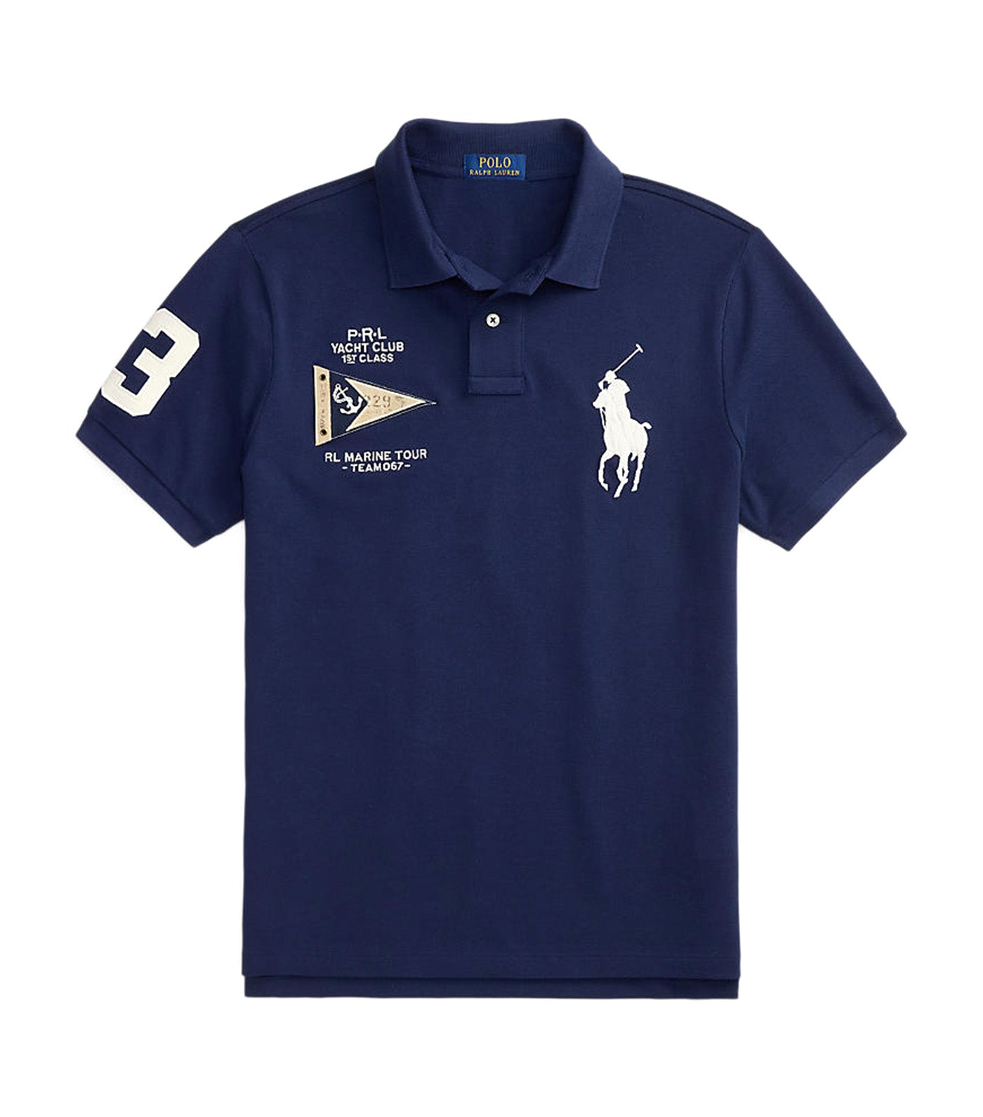 Men's Custom Slim Fit Big Pony Polo Shirt Navy