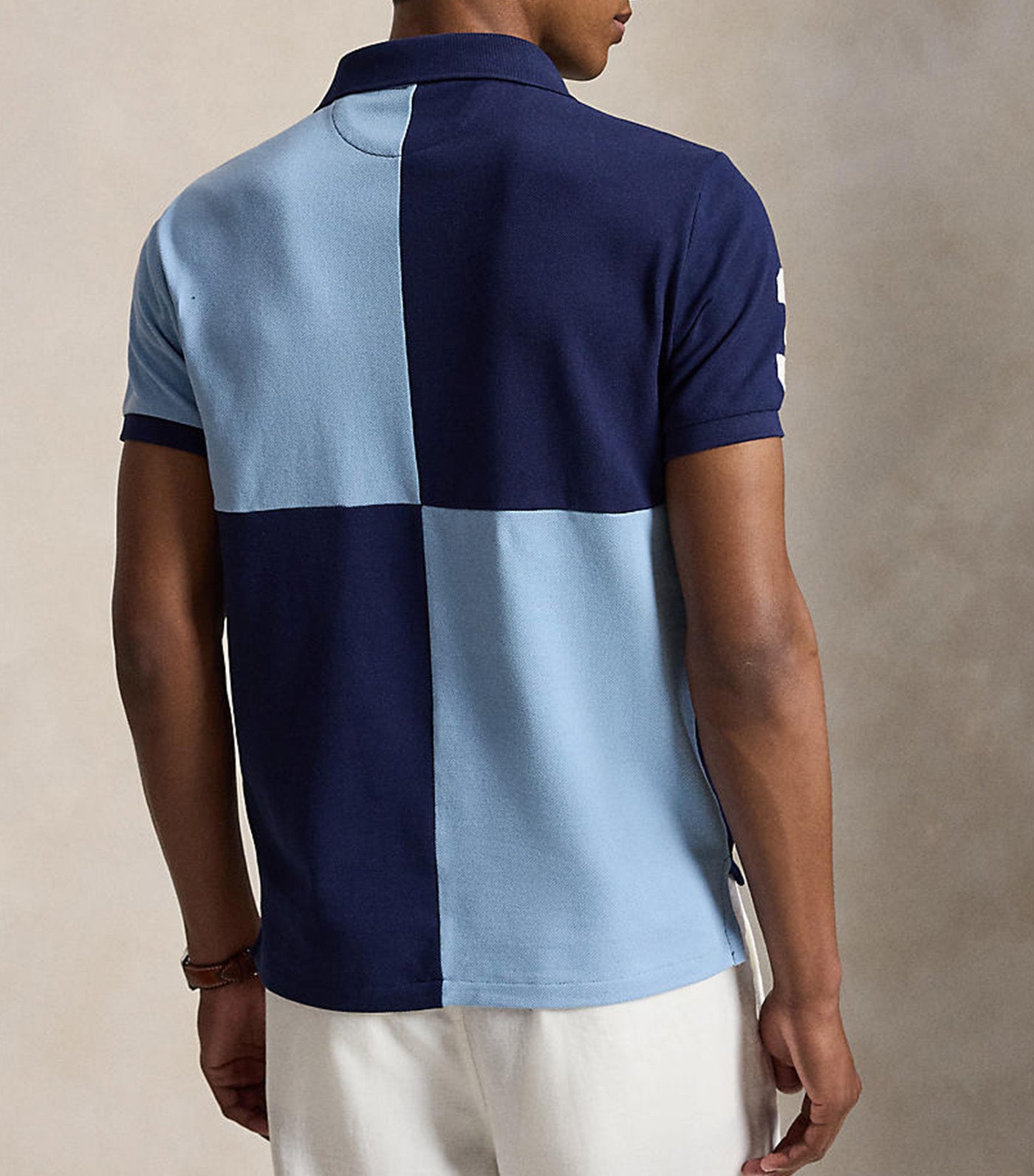 Men's Custom Slim Fit Big Pony Mesh Polo Shirt Blue