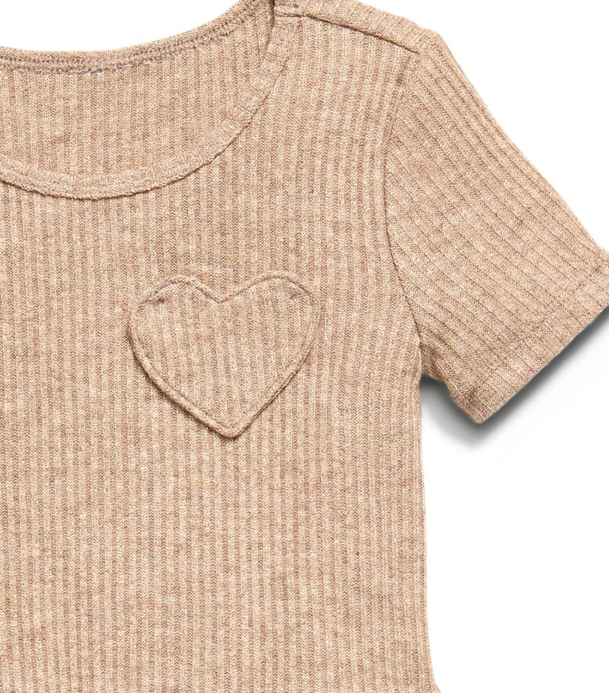 Short-Sleeve Ribbed Heart Pocket Dress For Toddler Girls Moonsand