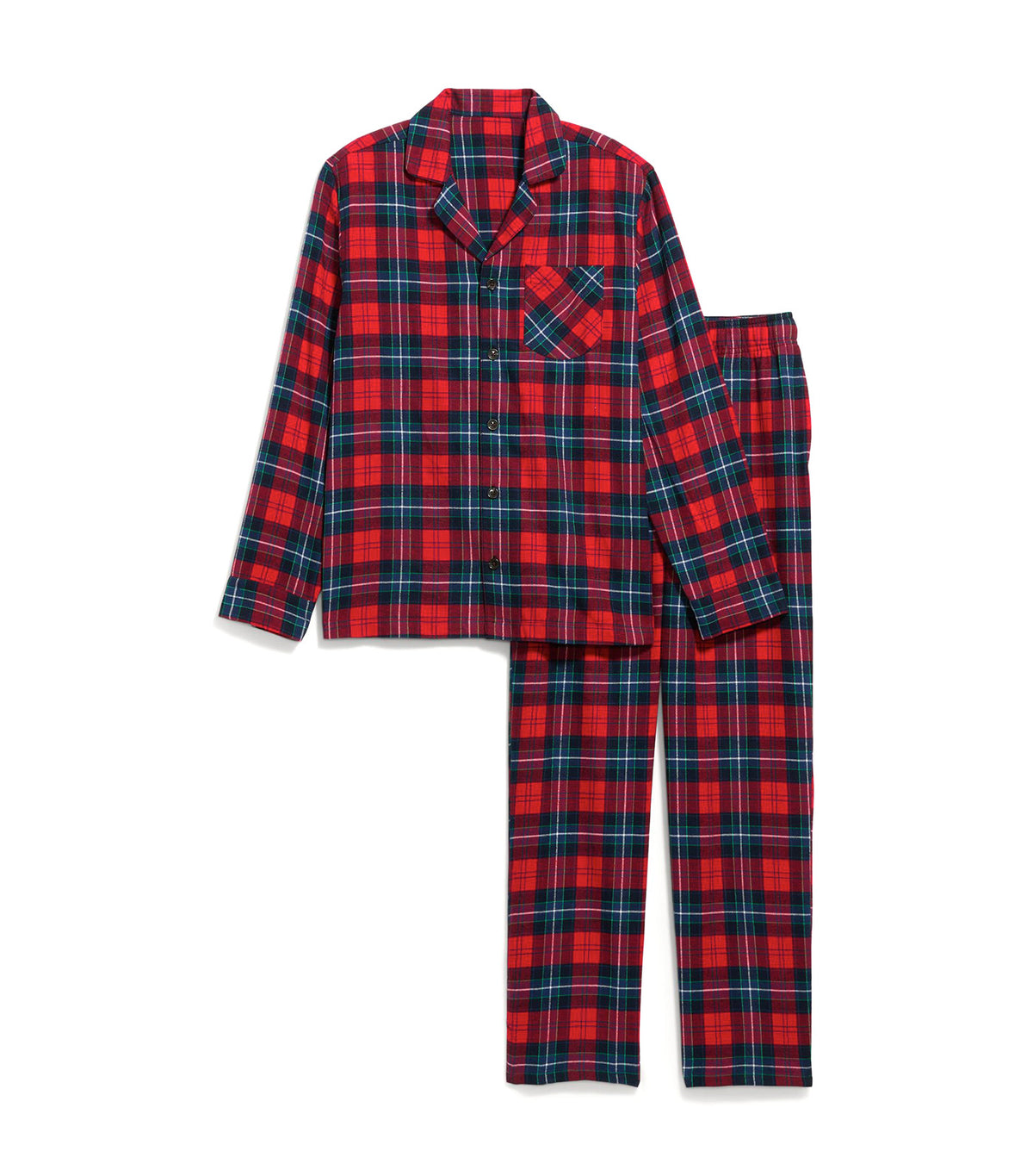 Flannel Pajama Pant Set for Men Dark Red Plaid