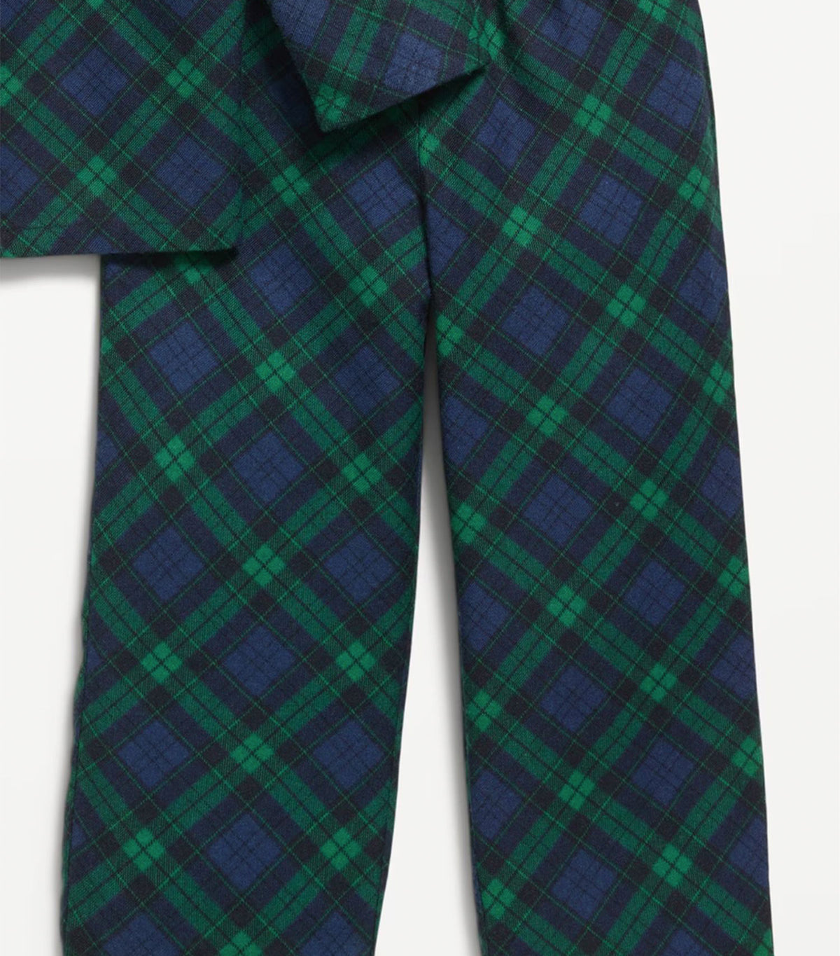 Unisex Flannel Pajama Set for Toddler Navy Green Plaid Bias