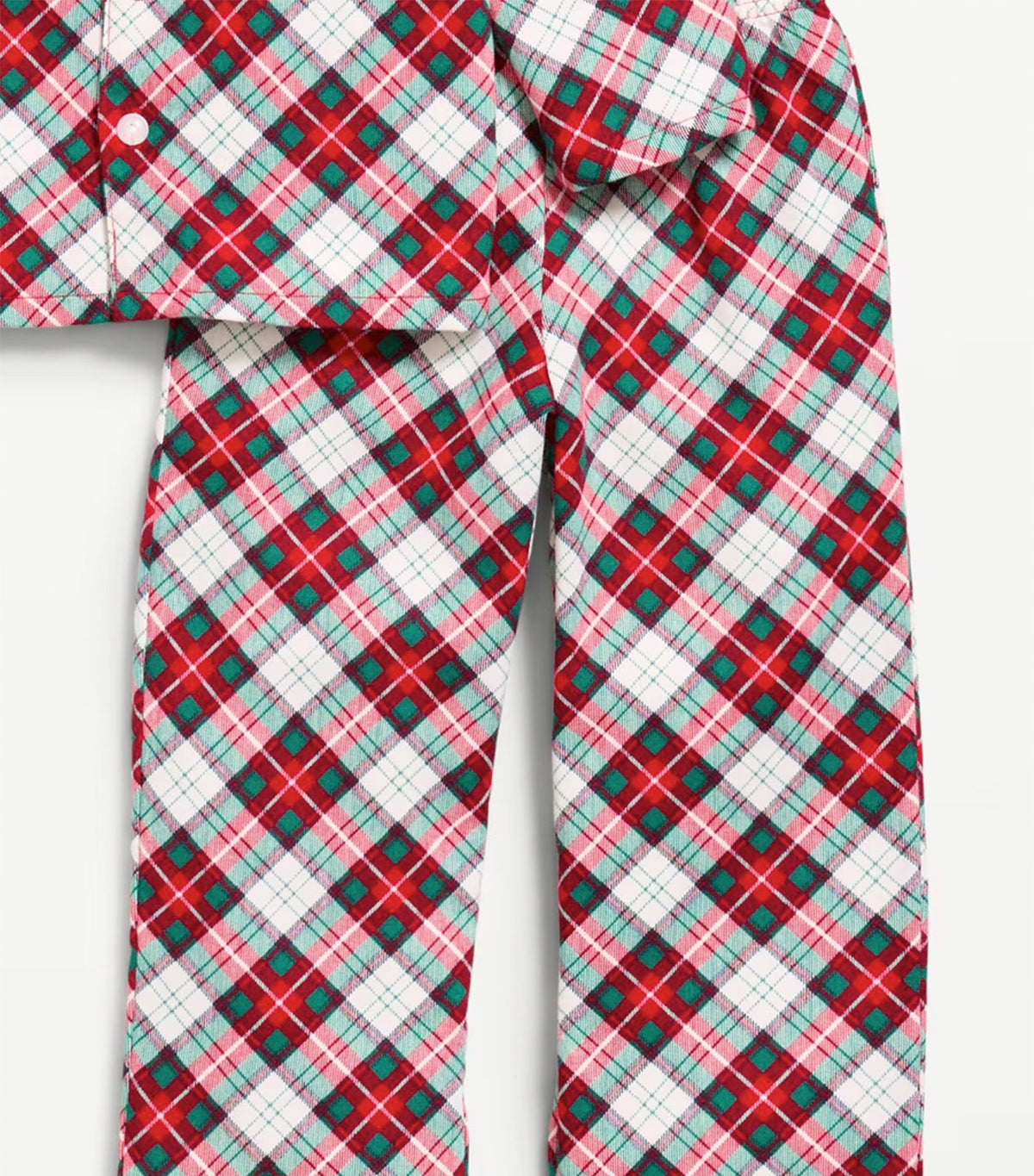 Unisex Flannel Pajama Set for Toddler Red/Green Bias Plaid