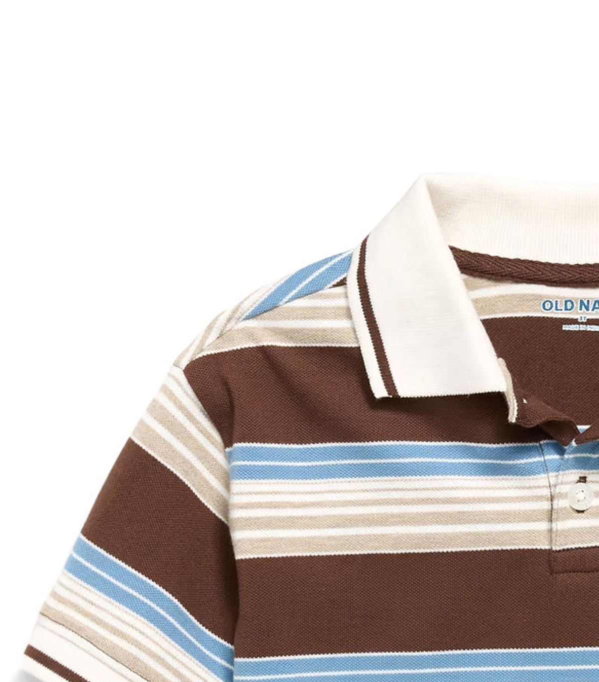 Oversized Short-Sleeve Striped Pique Polo Shirt for Toddler Boys Espresso Bark