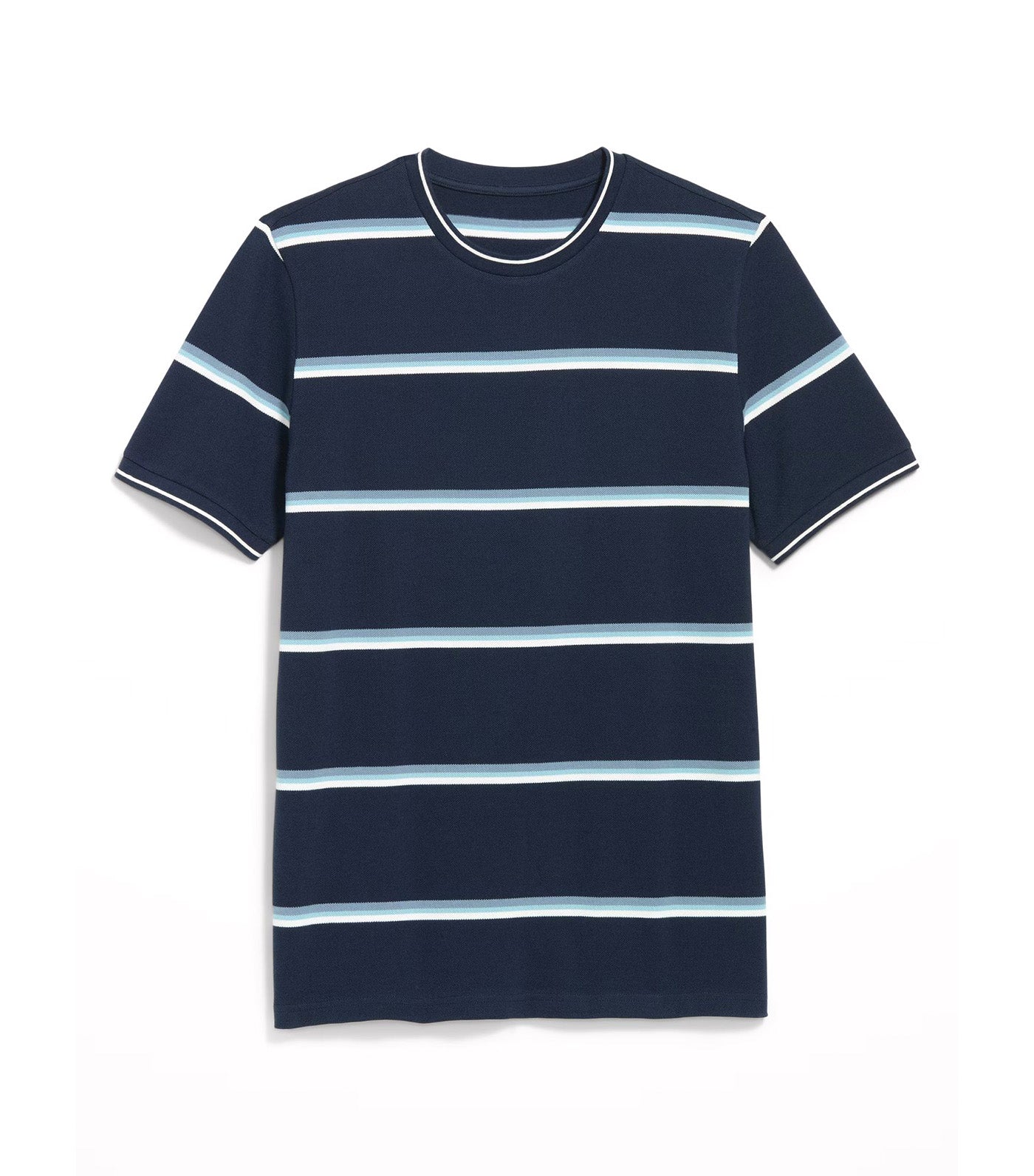Crew-Neck Pique T-Shirt O.N. White Stripe