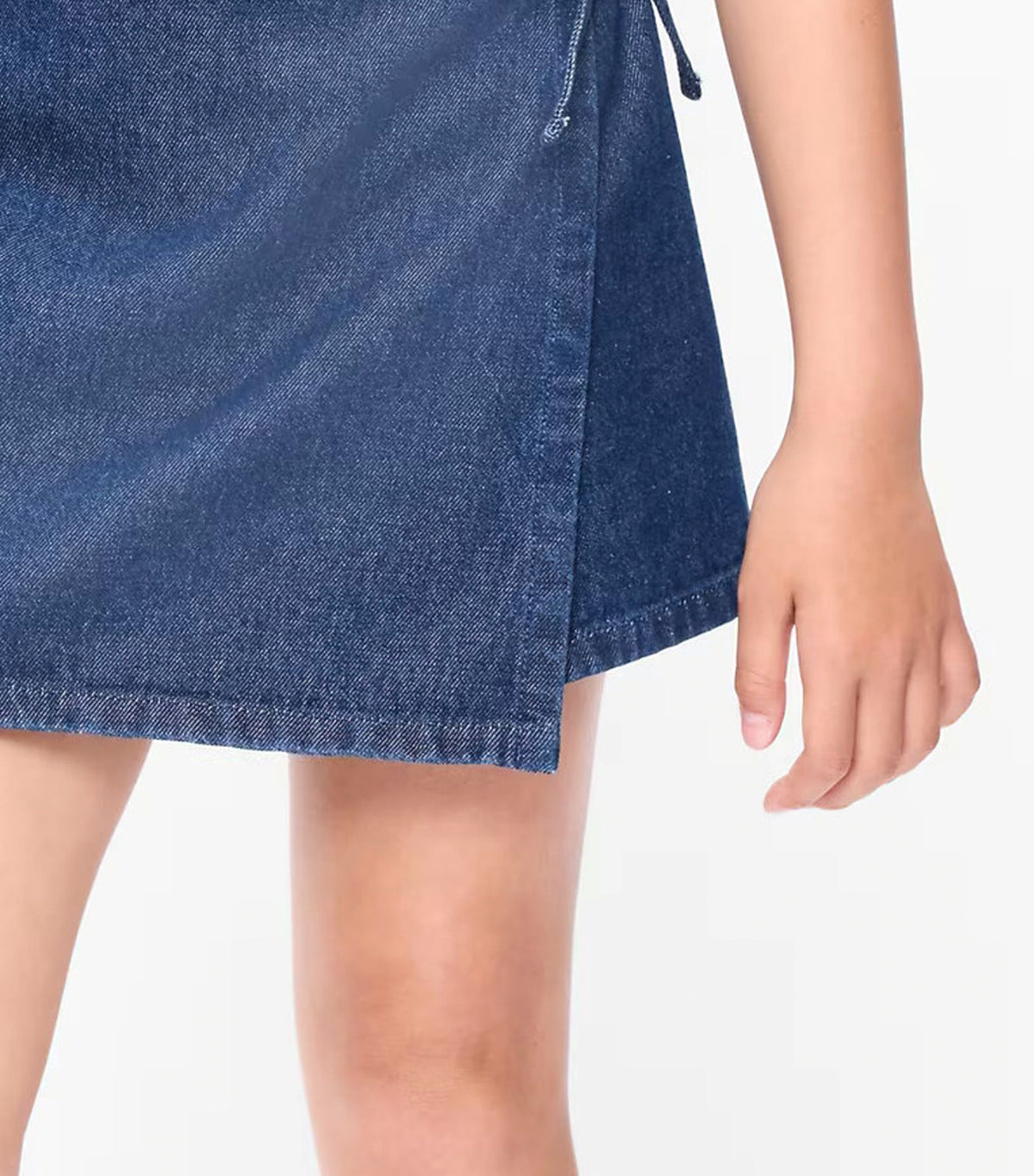 Wrap-Front Denim Skort for Girls Dark Wash