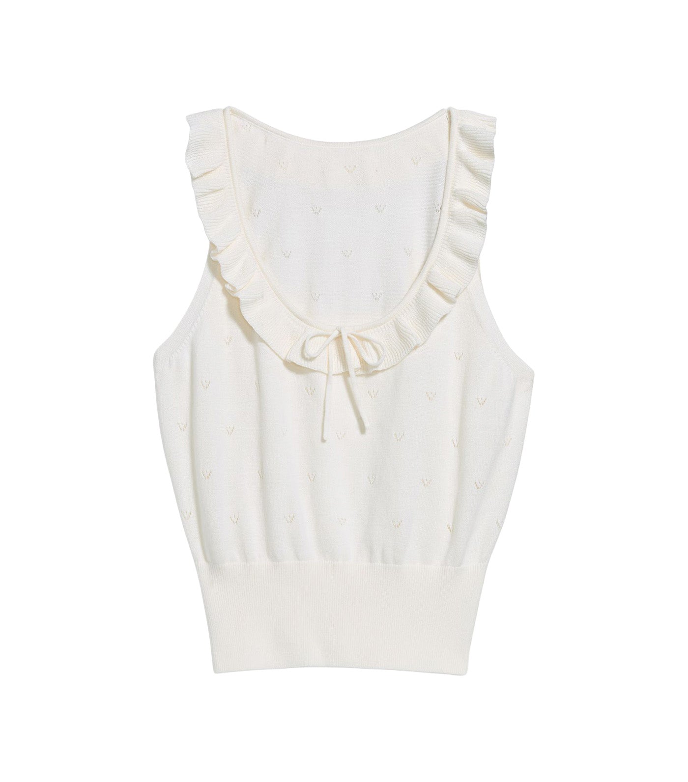 SoSoft Cotton Tie-Front Pointelle Tank Top Creme De La Creme