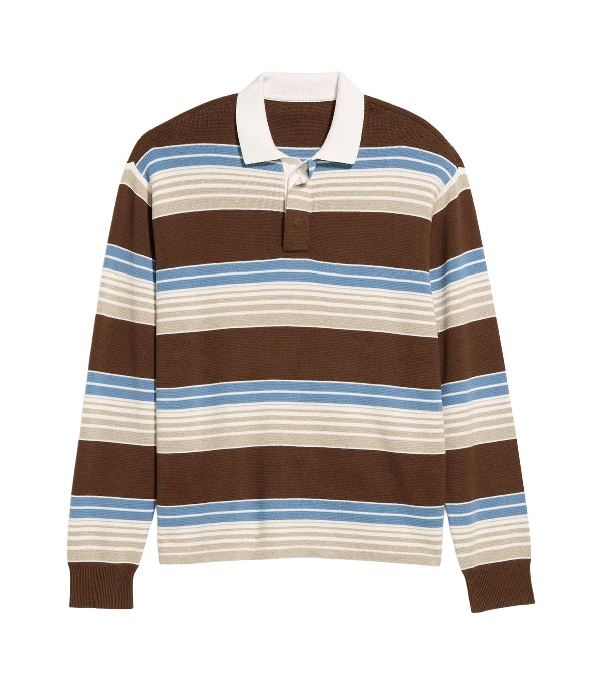 Long-Sleeve Rugby Polo Blue Brown Stripe