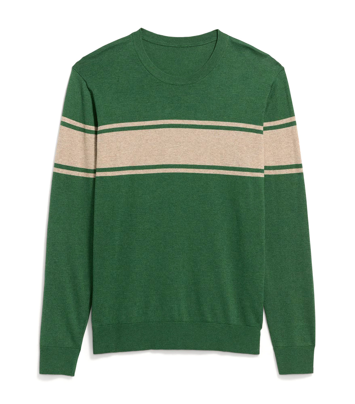 Crew-Neck Sweater Green Stripe