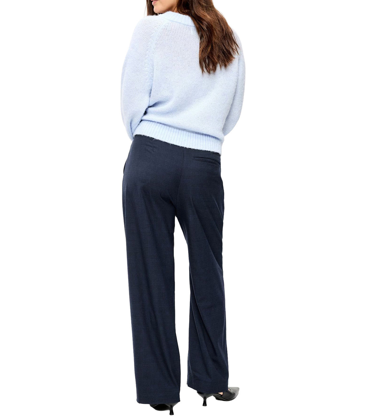 Mid-Rise Pleated Wide-Leg Pants Navy Captain