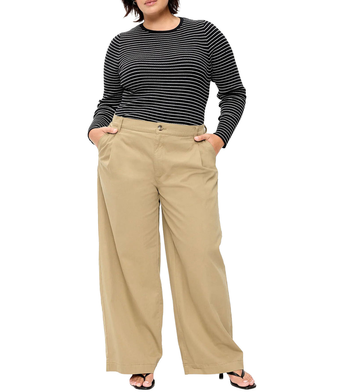 Mid-Rise Pleated Wide-Leg Pants Teakwood