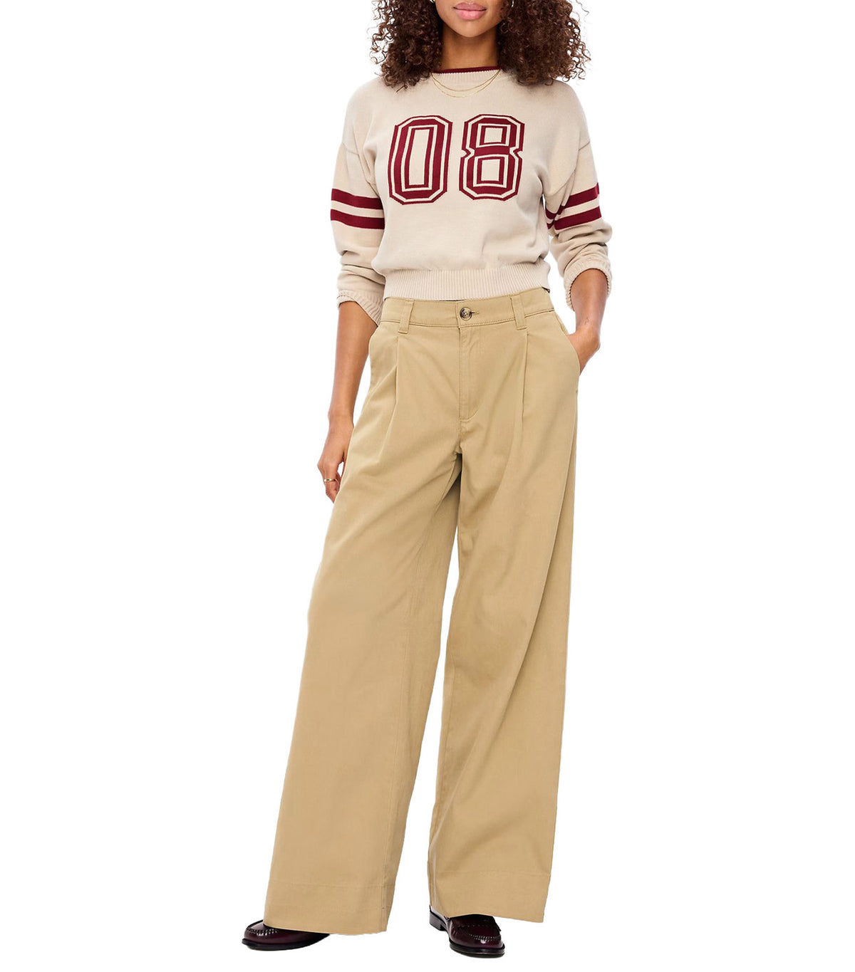 Mid-Rise Pleated Wide-Leg Pants Teakwood