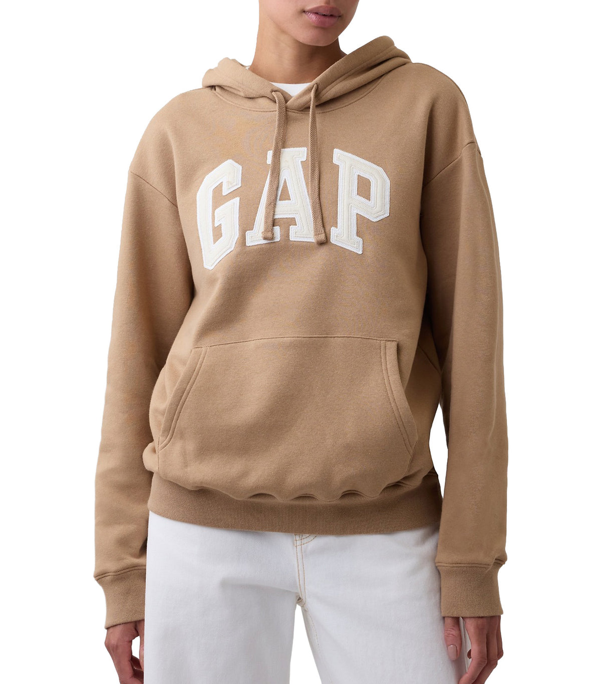 Relaxed Logo Hoodie Camel Hair Brown
