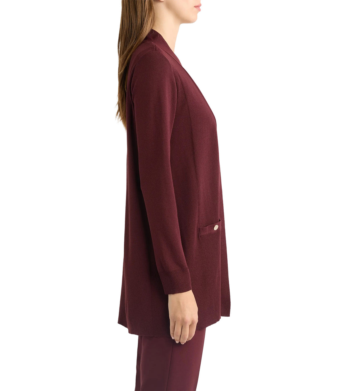 Pacifica Open Neck Long Sleeve Cardigan Sweater Barolo
