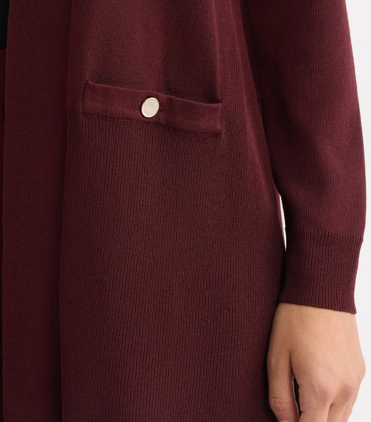 Pacifica Open Neck Long Sleeve Cardigan Sweater Barolo
