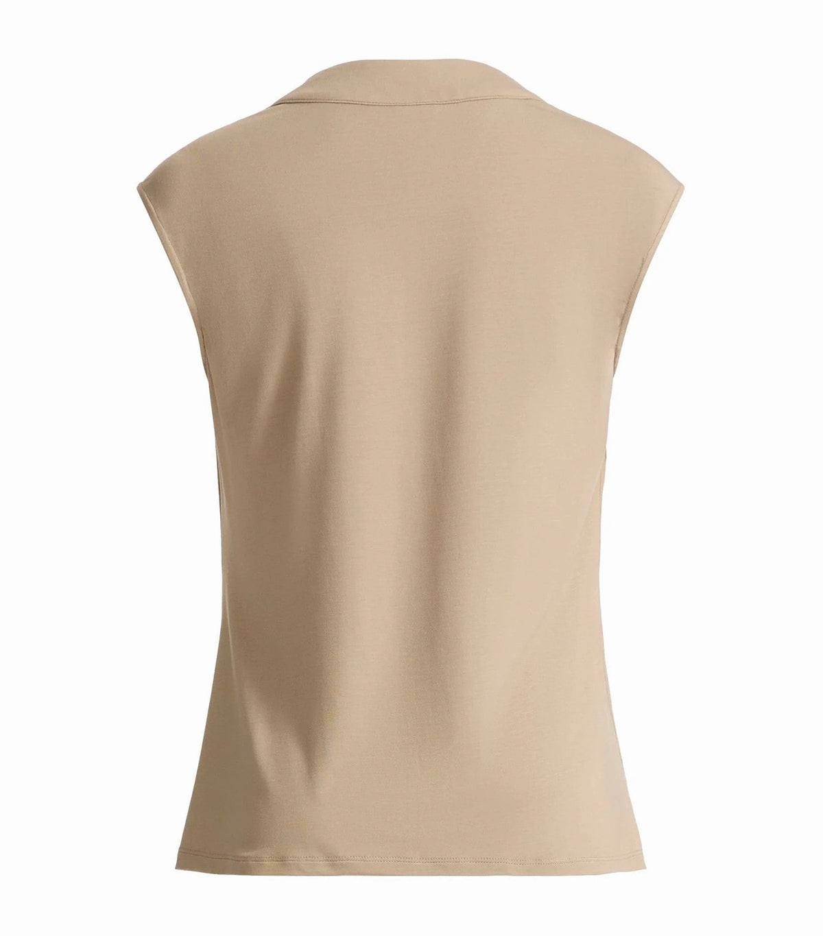 Sleeveless Extended Shoulder Cowl Neck Knit Top Natural