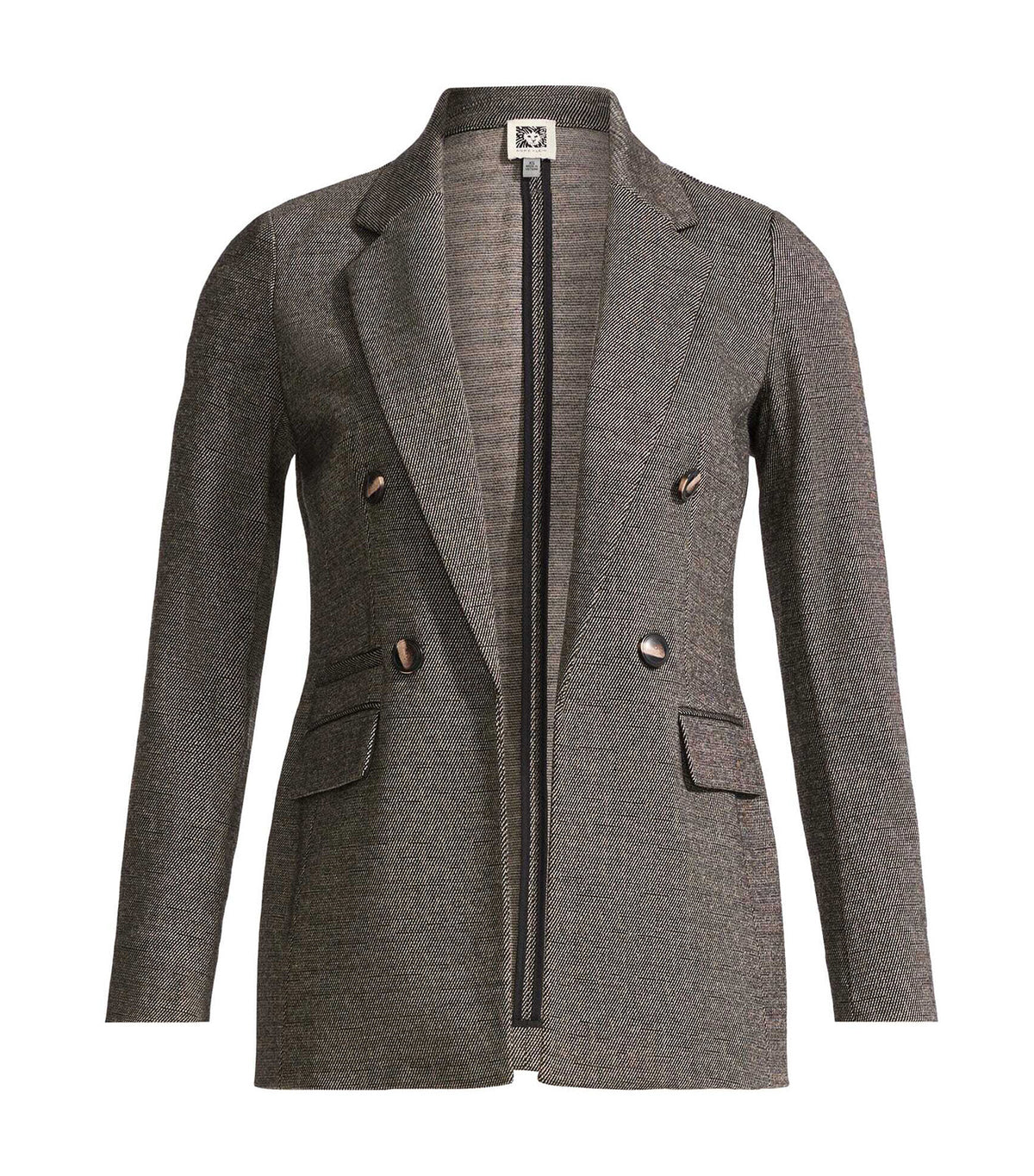 Triple Pocket Faux Double-Breasted Flap Pocket Jacket Black Multi