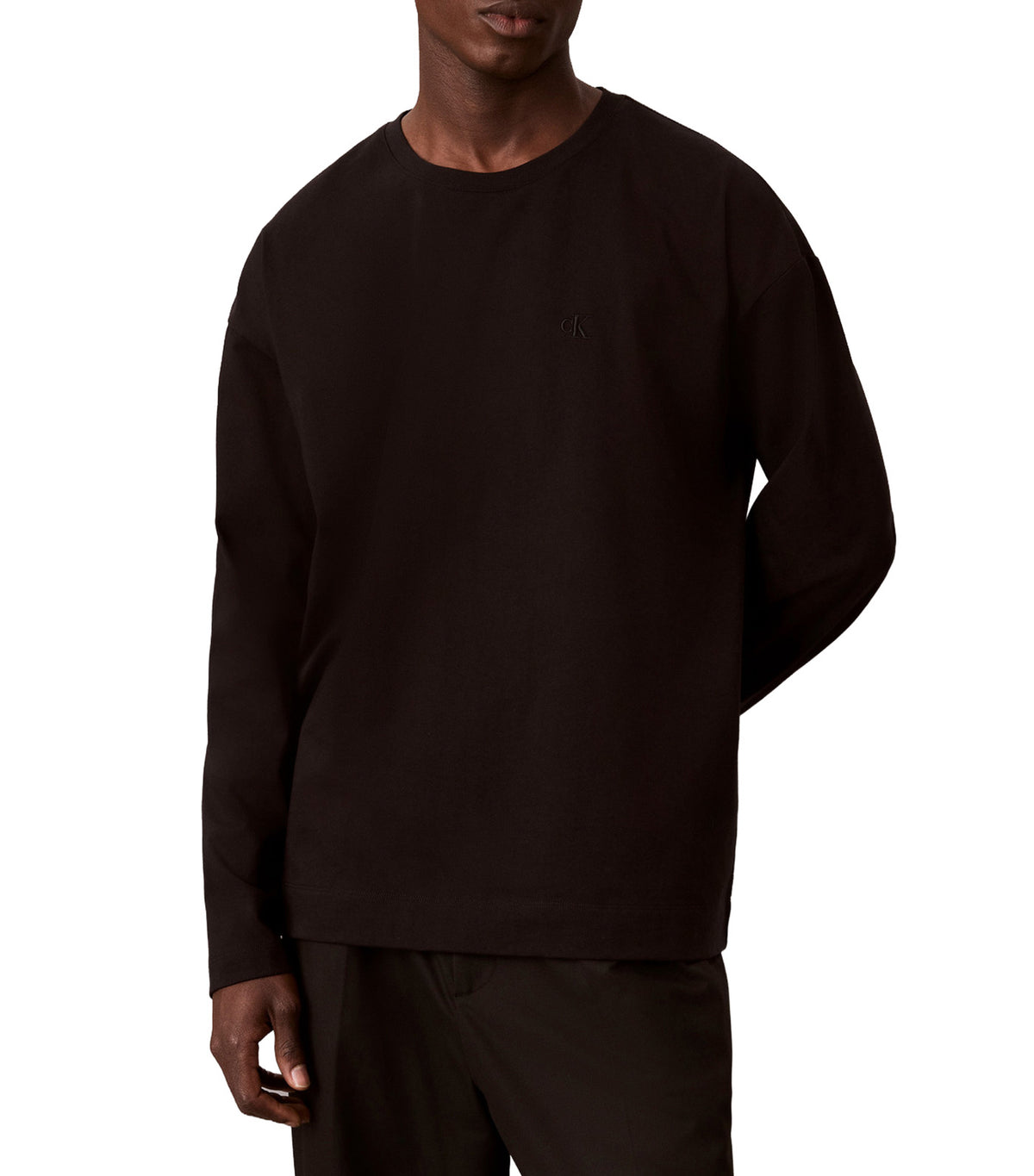 Long-Sleeve Oversized Monologo Tee Black