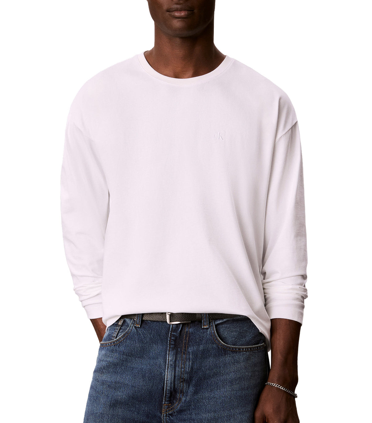 Long-Sleeve Oversized Monologo Tee Bright White
