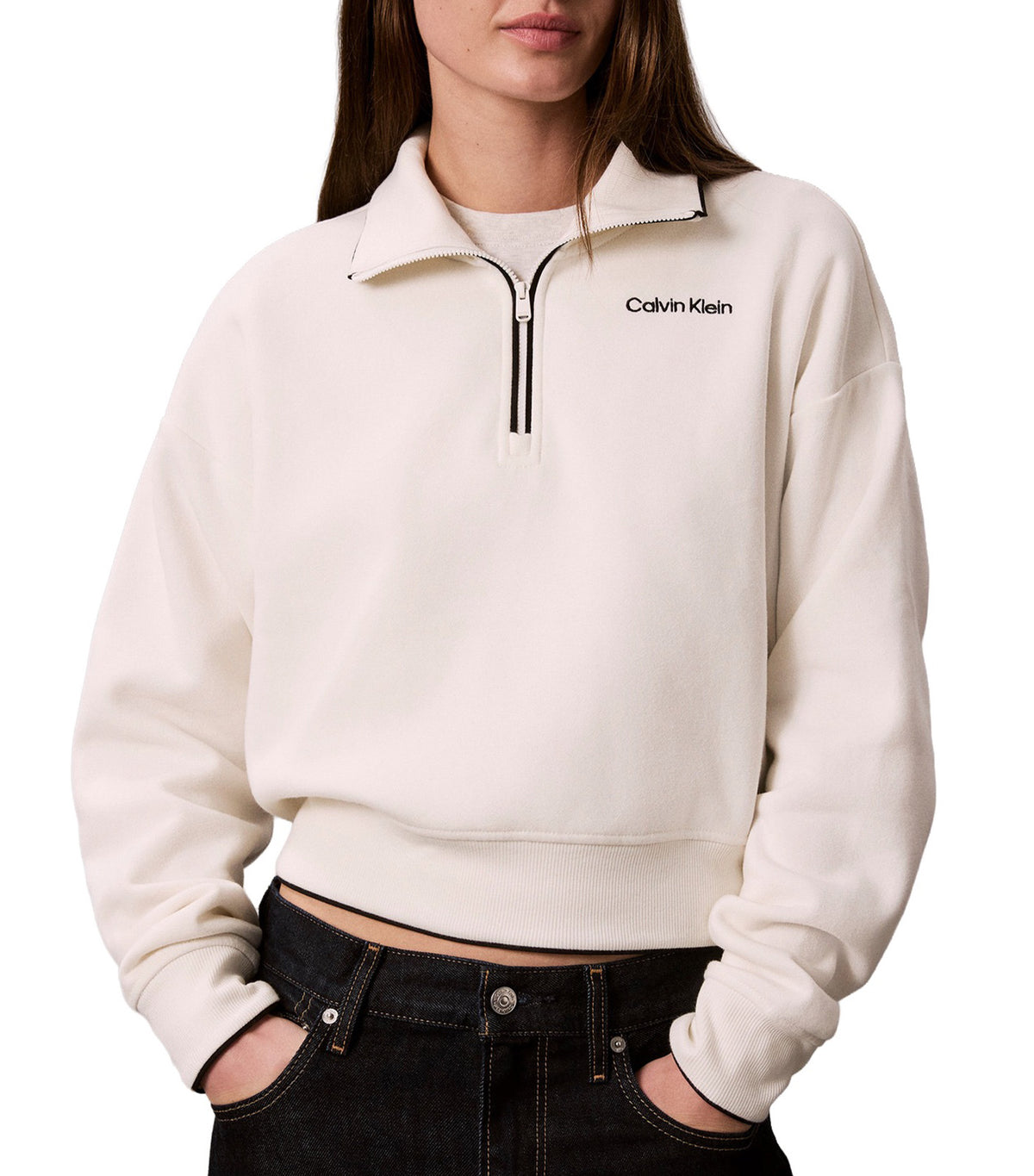 Brushed French Terry 1/4 Zip Sweatshirt Tofu