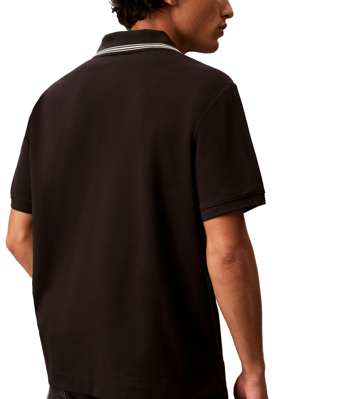 Open Collar Graphic Polo Black