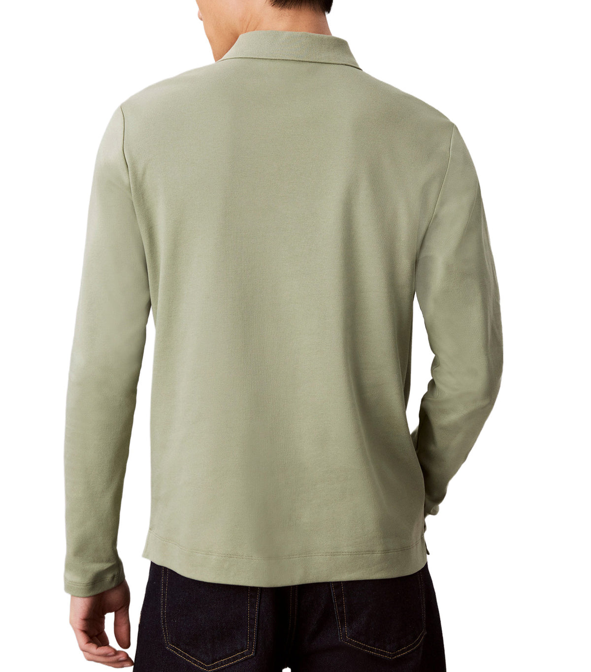 Long-Sleeve Slim Sleek Interlock Polo Oil Green