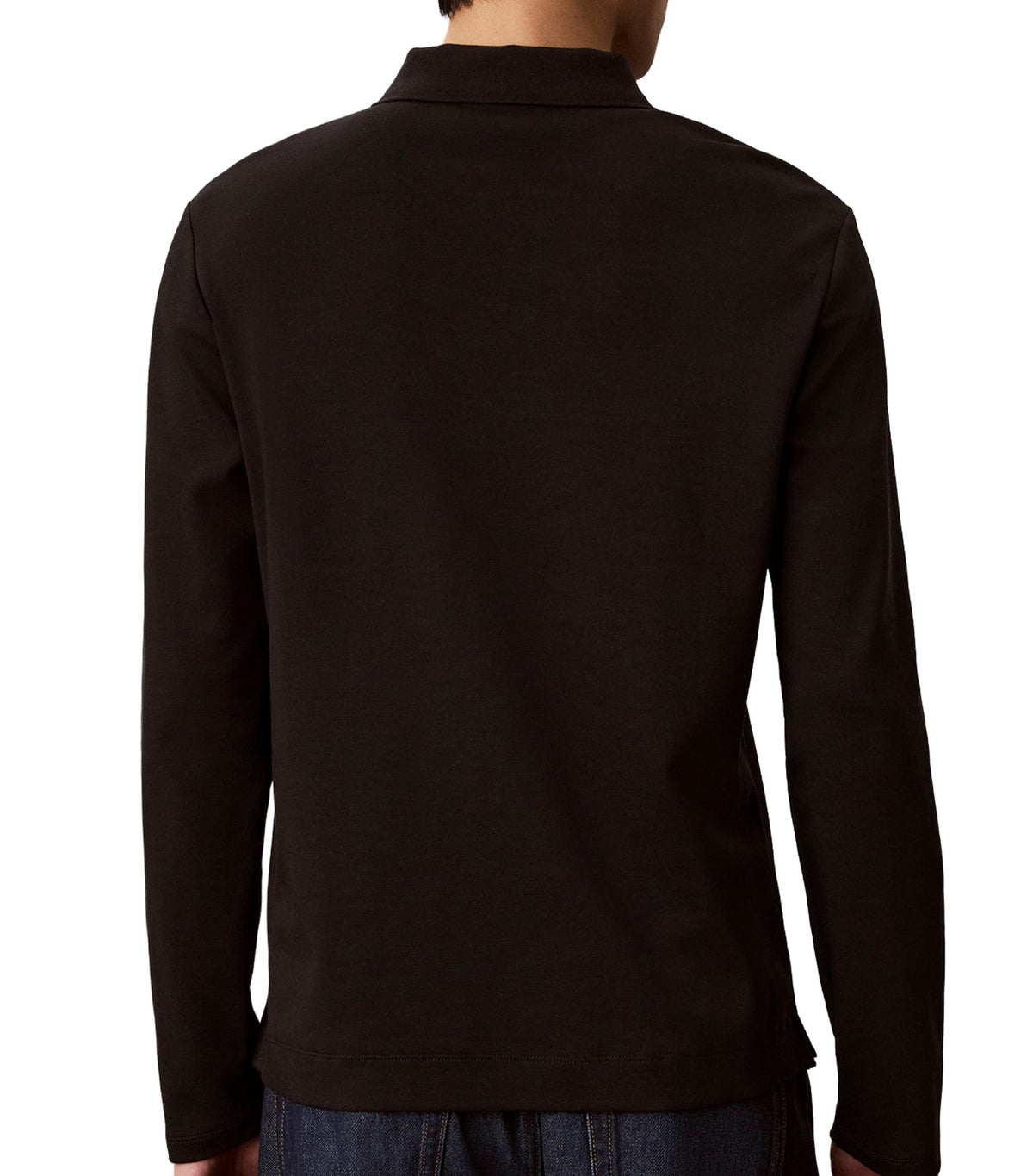 Long-Sleeve Slim Sleek Interlock Polo Black