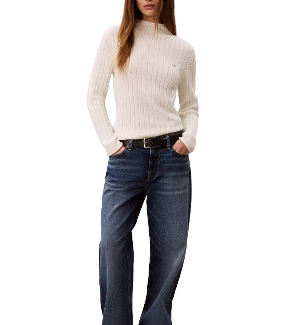 Woven Label Turtleneck Sweater Tofu