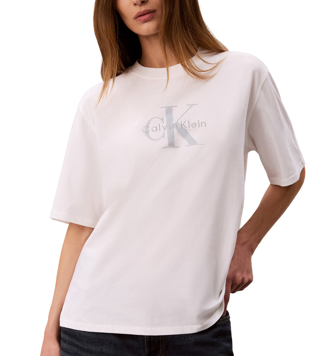 Relaxed Embroidered Monologo Tee Bright White