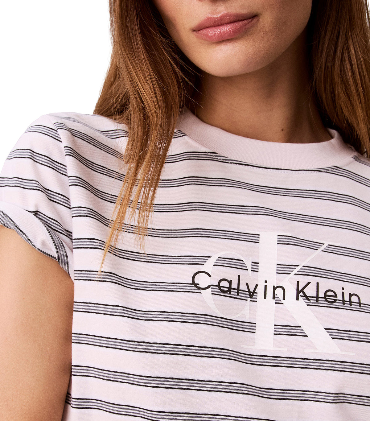 Classic Stripe Monologo Tee Dylan Stripe Crystal Blush