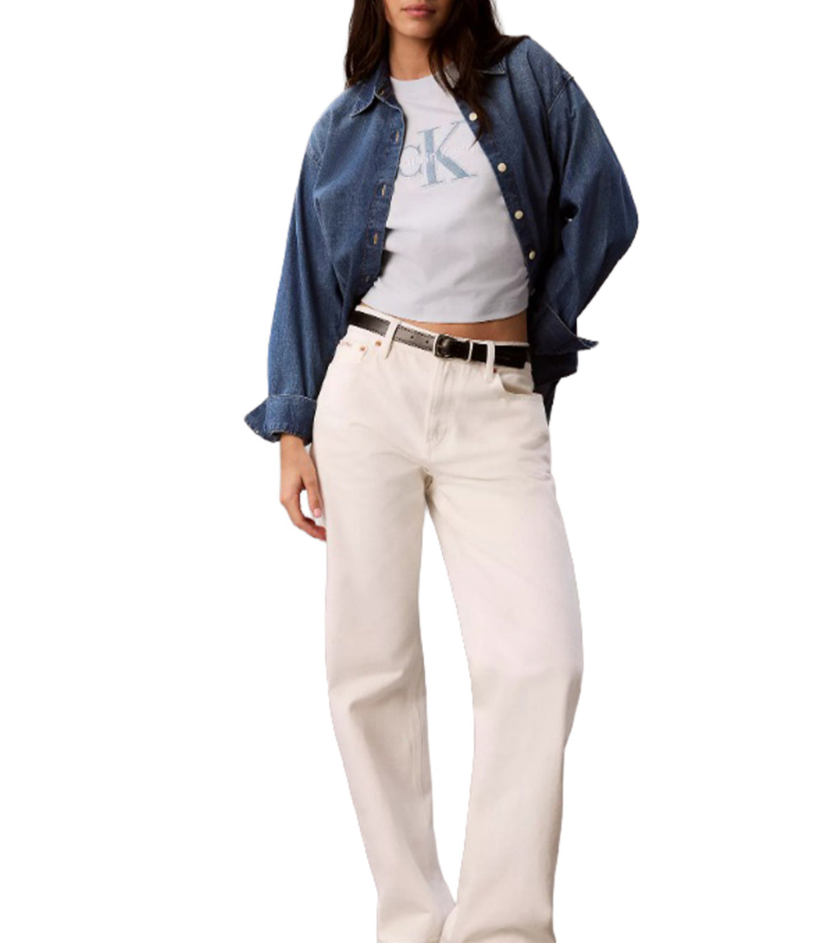 Cropped Denim Monologo Tee Plein Air