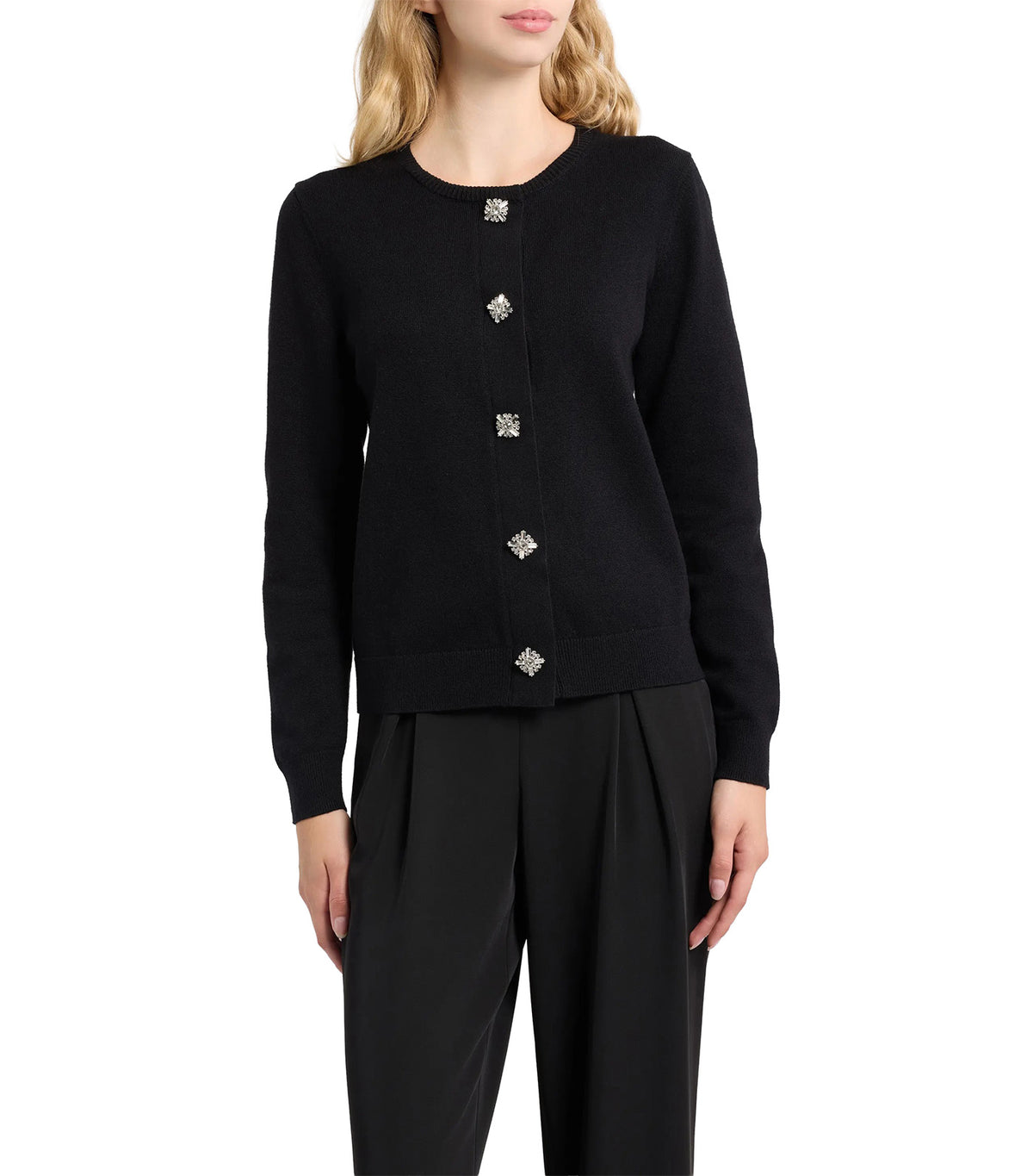 Novelty Button Cardigan Black