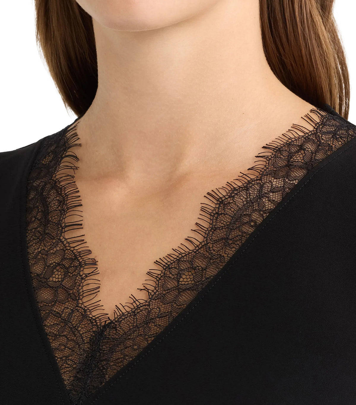 Lace Trim V-Neck Tank Black