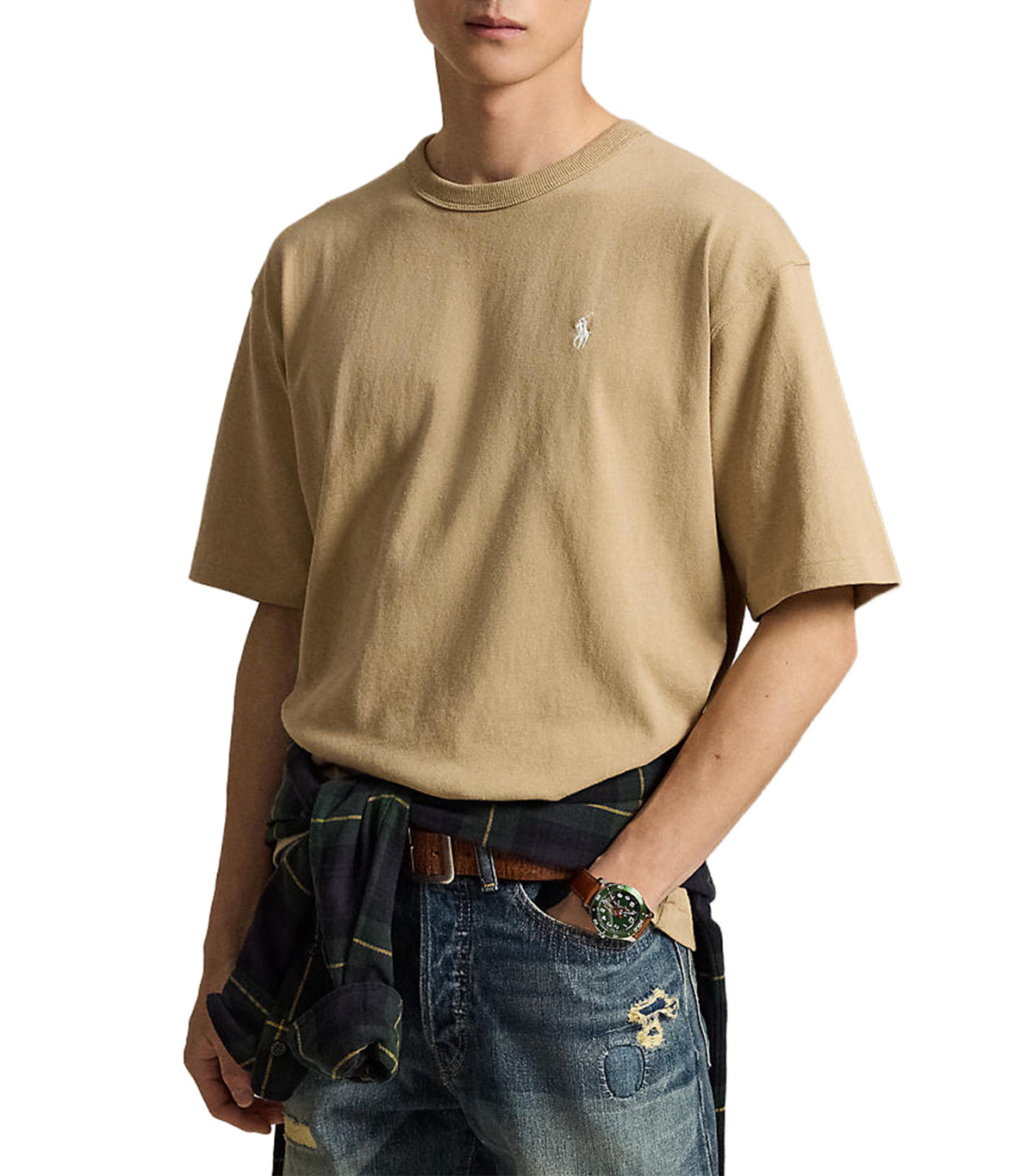 Men's Relaxed Fit Jersey Crewneck T-Shirt Khaki