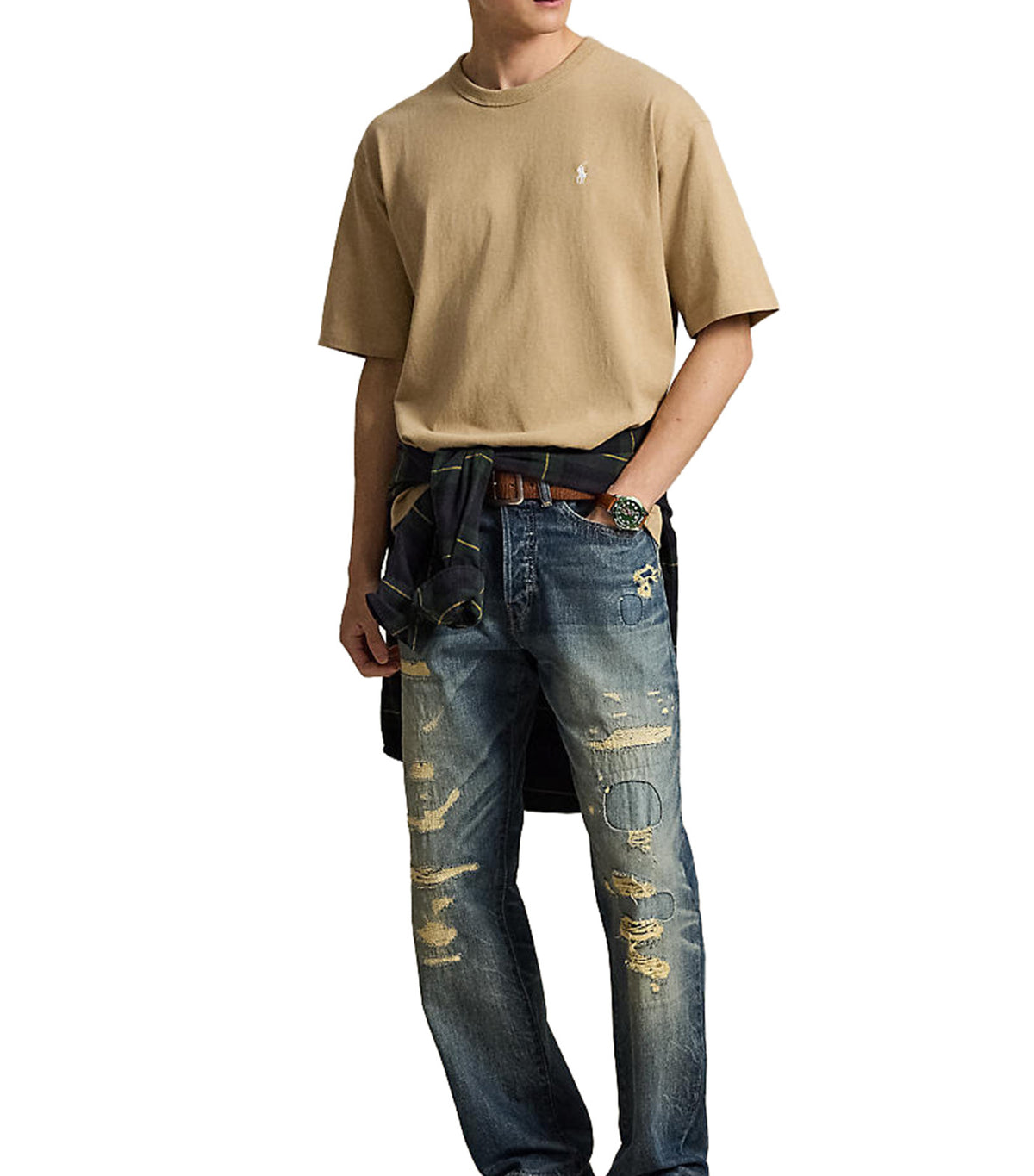 Men's Relaxed Fit Jersey Crewneck T-Shirt Khaki