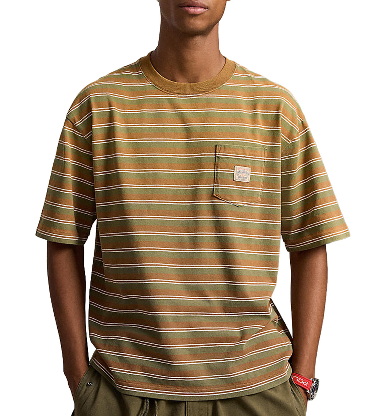 Men's Relaxed Fit Striped Jersey T-Shirt Brown