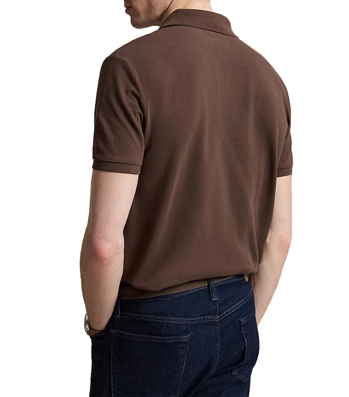 Men's Custom Slim Fit Stretch Mesh Polo Shirt Brown